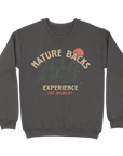 Nature Backs Comfort Wash Camp Charcoal Crewneck | Nature-Inspired Design on Ultra-Soft Fabric