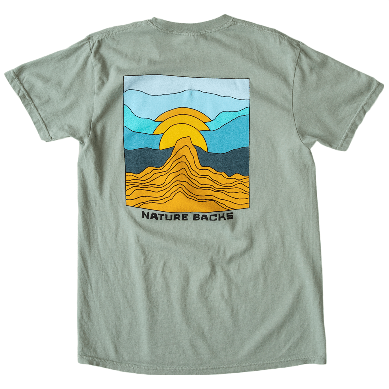 Nature Backs Limited Edition Short Sleeve 100% Organic Cotton T-Shirt | Limited Gradient Bay Short Sleeve made with Eco-Friendly Fibers Sustainably made in the USA 