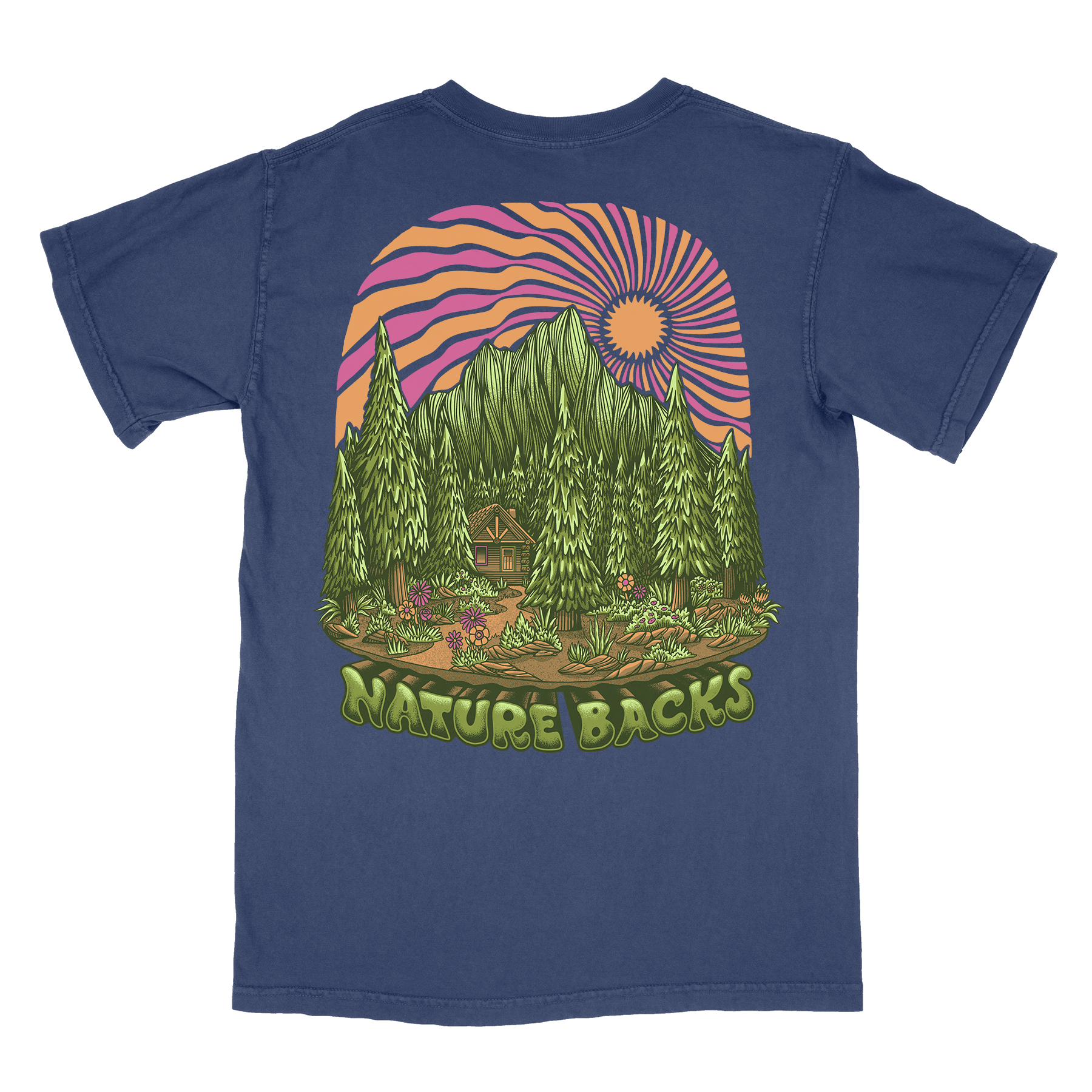 Nature Backs Comfort Colors Burst Navy Short Sleeve T-Shirt | Nature-Inspired Design on Ultra-Soft Fabric