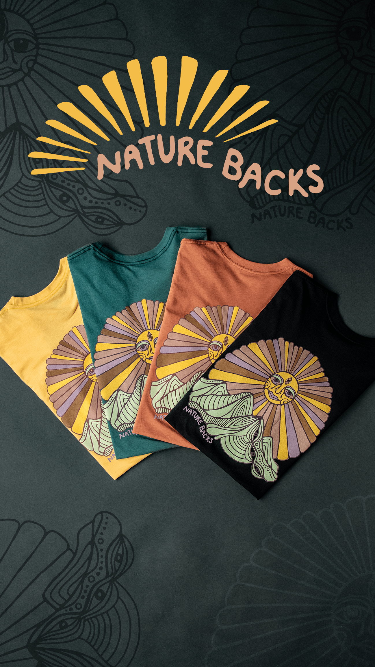 Nature Backs Limited Edition Short Sleeve 100% Organic Cotton T-Shirt | Limited Awaken Black Short Sleeve made with Eco-Friendly Fibers Sustainably made in the USA  Flat Lay