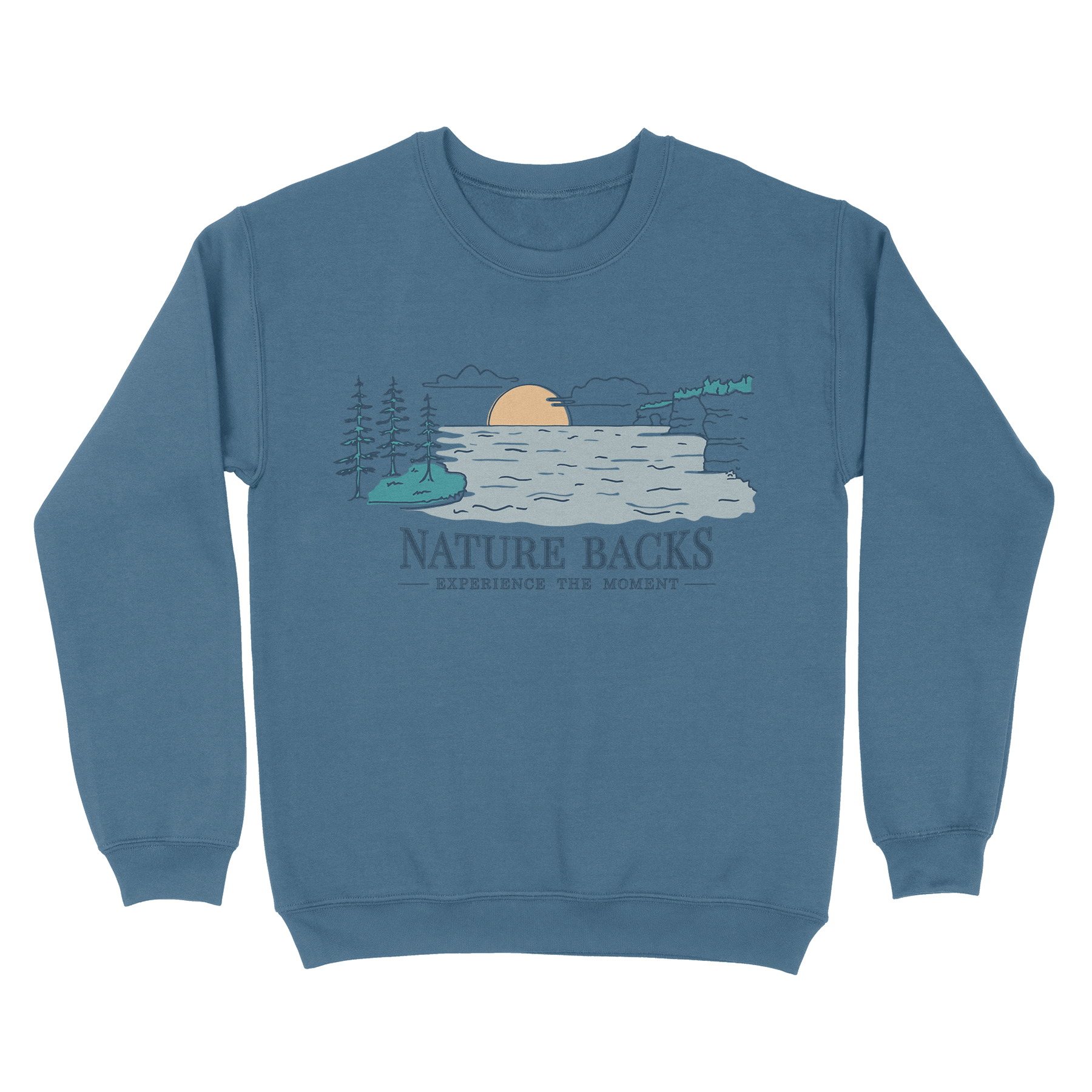 Nature Backs Comfort Wash Reflect Fog Crewneck | Nature-Inspired Design on Ultra-Soft Fabric