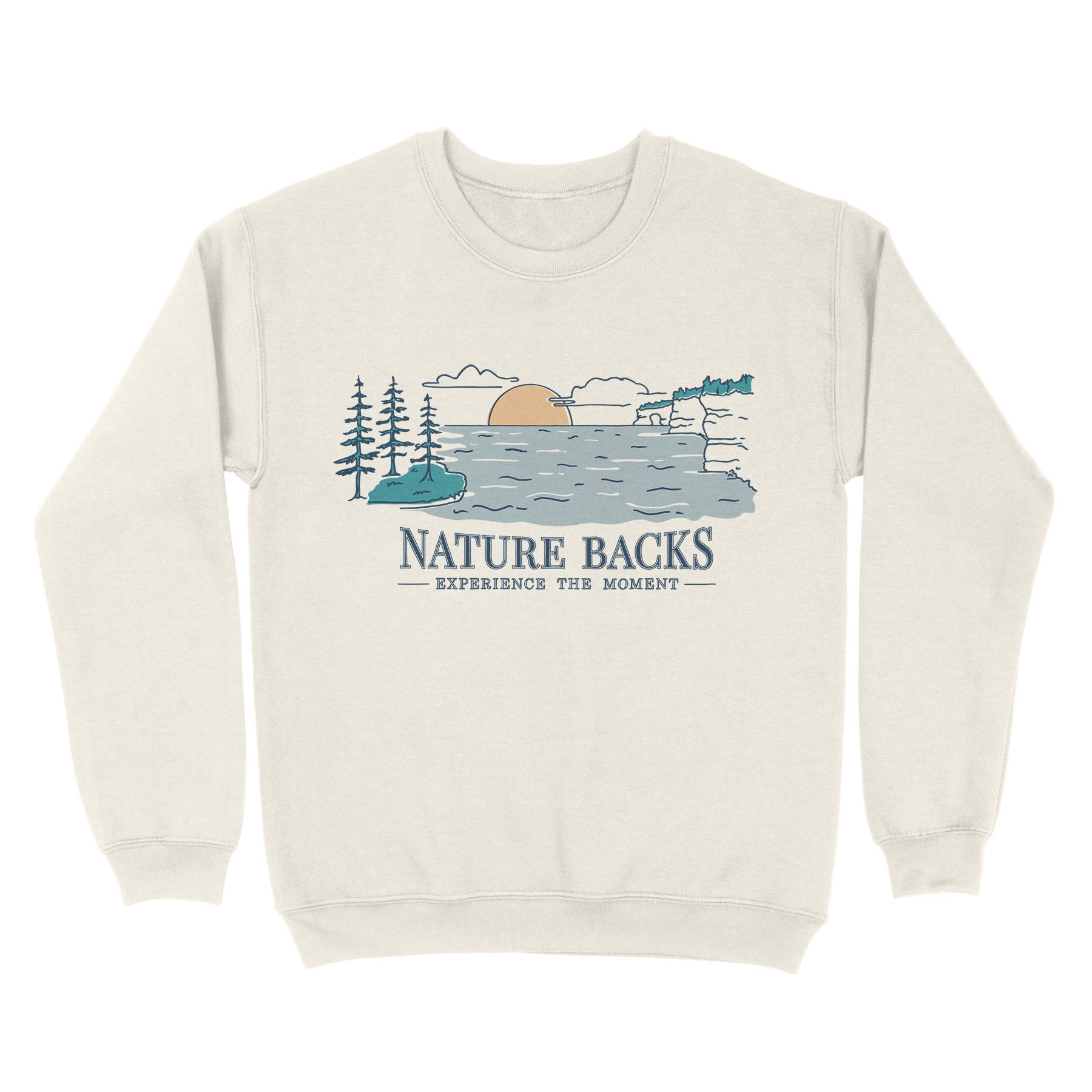 Nature Backs Comfort Wash Reflect Natural Crewneck | Nature-Inspired Design on Ultra-Soft Fabric