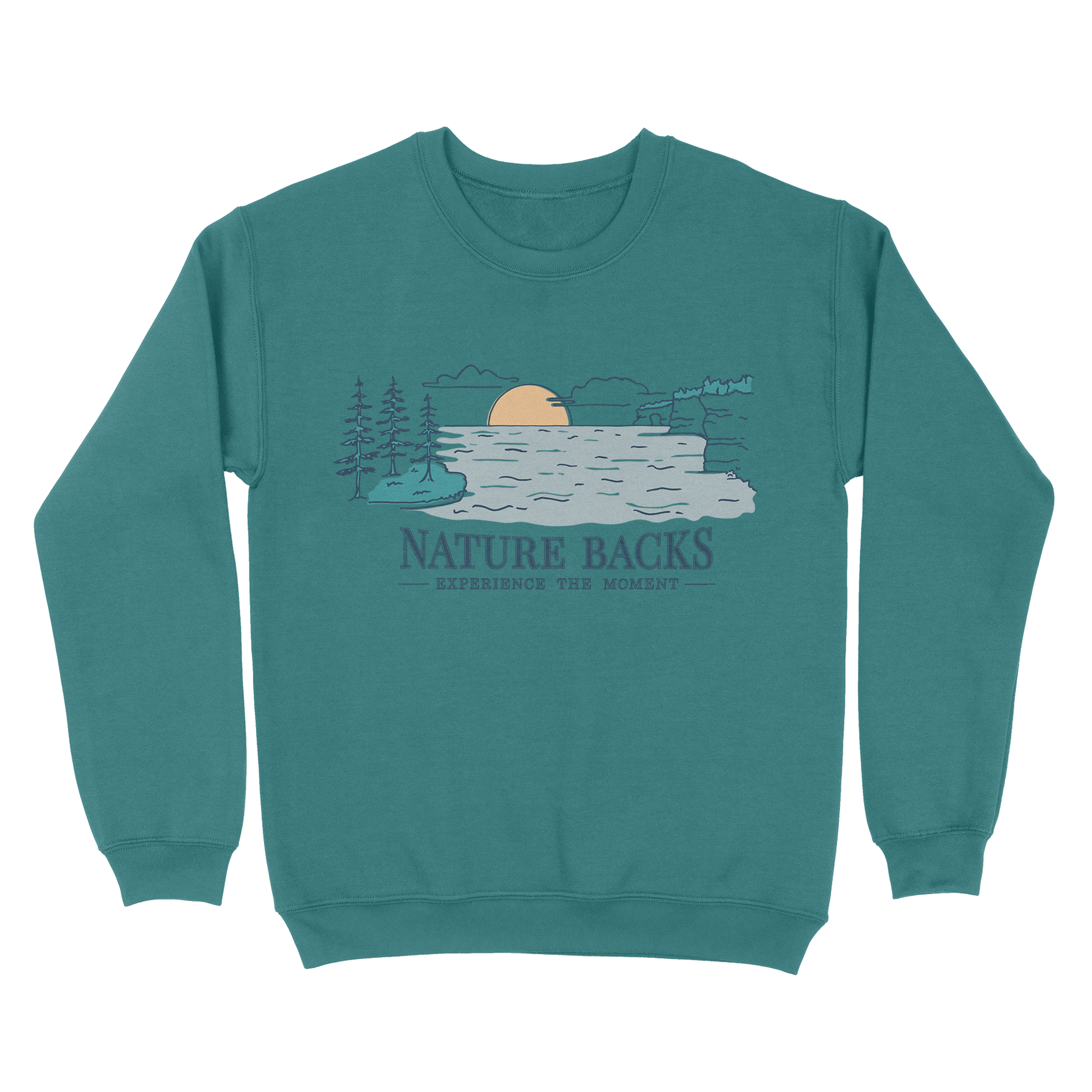 Nature Backs Comfort Wash Reflect Spruce Crewneck | Nature-Inspired Design on Ultra-Soft Fabric