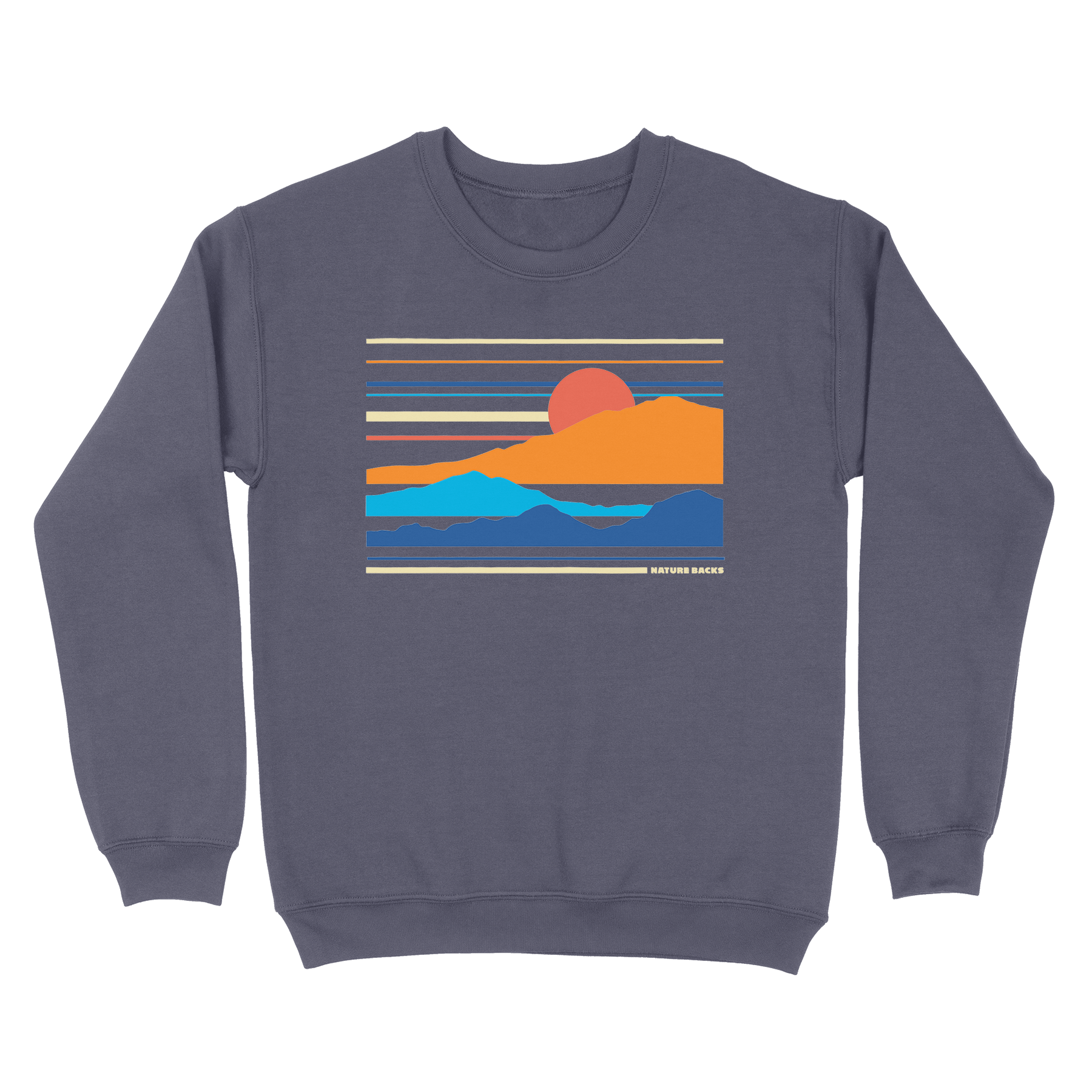 Nature Backs Comfort Wash Daydream Navy Crewneck | Nature-Inspired Design on Ultra-Soft Fabric