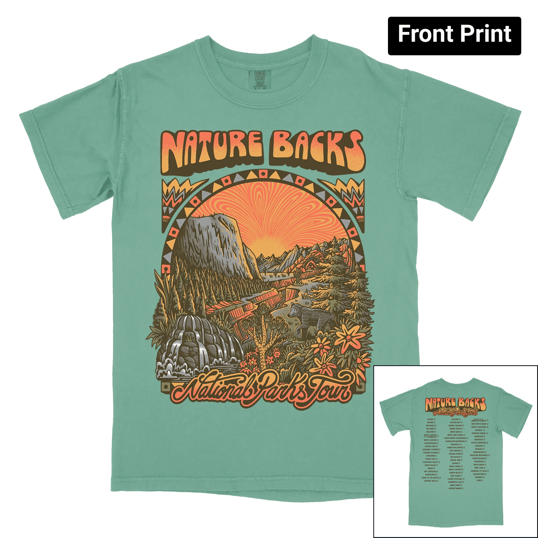 National Parks Tour (Jade) - Front Print