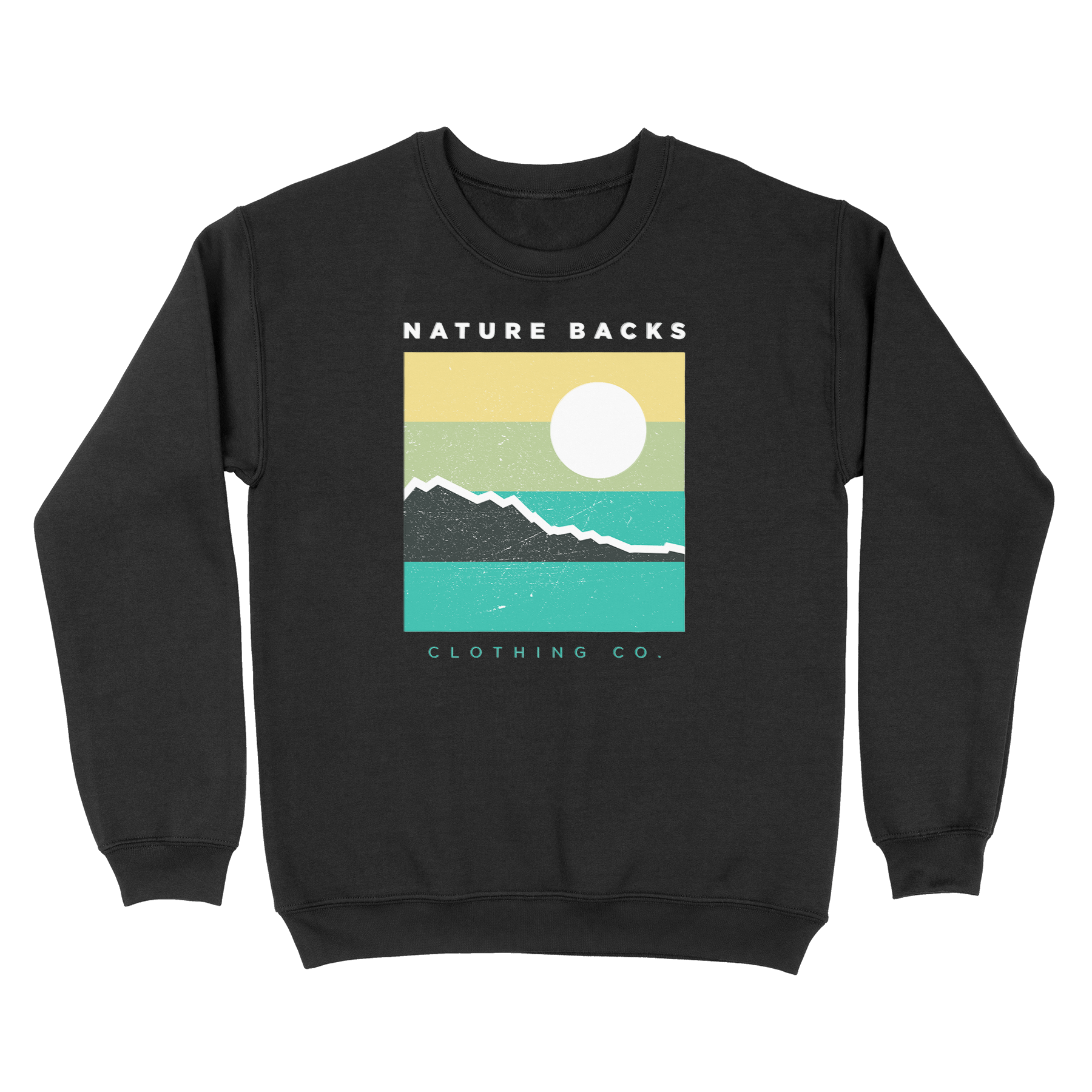 Nature Backs Gildan Moonlight Black Crewneck | Nature-Inspired Design on Ultra-Soft Fabric