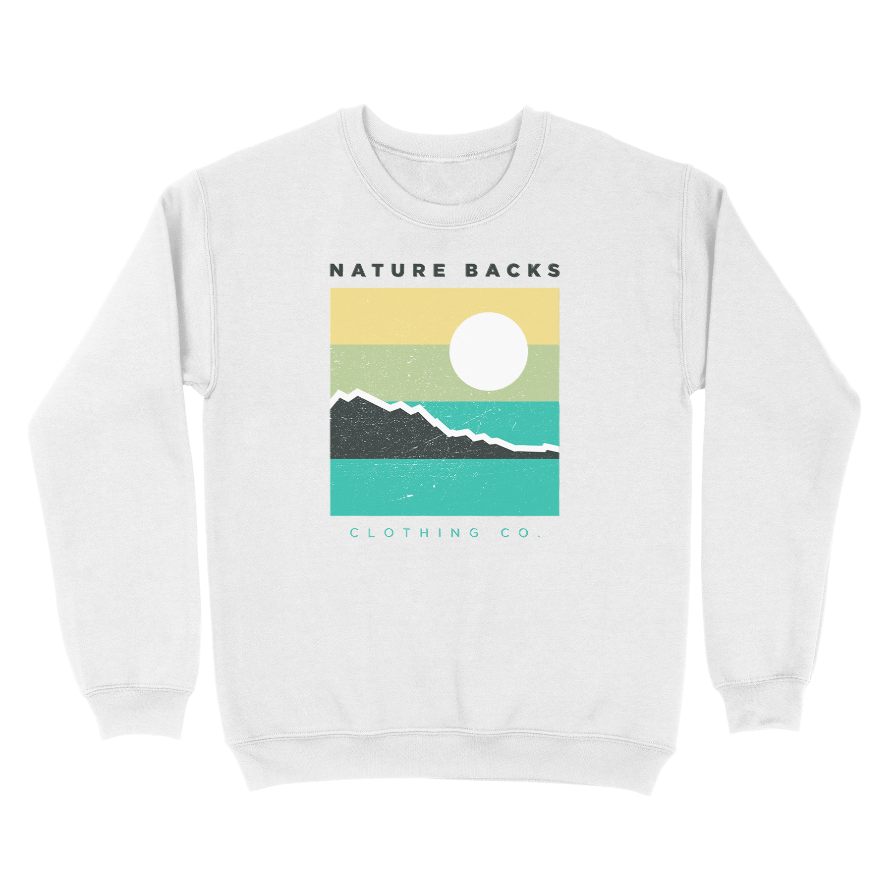 Nature Backs Gildan Moonlight White Crewneck | Nature-Inspired Design on Ultra-Soft Fabric