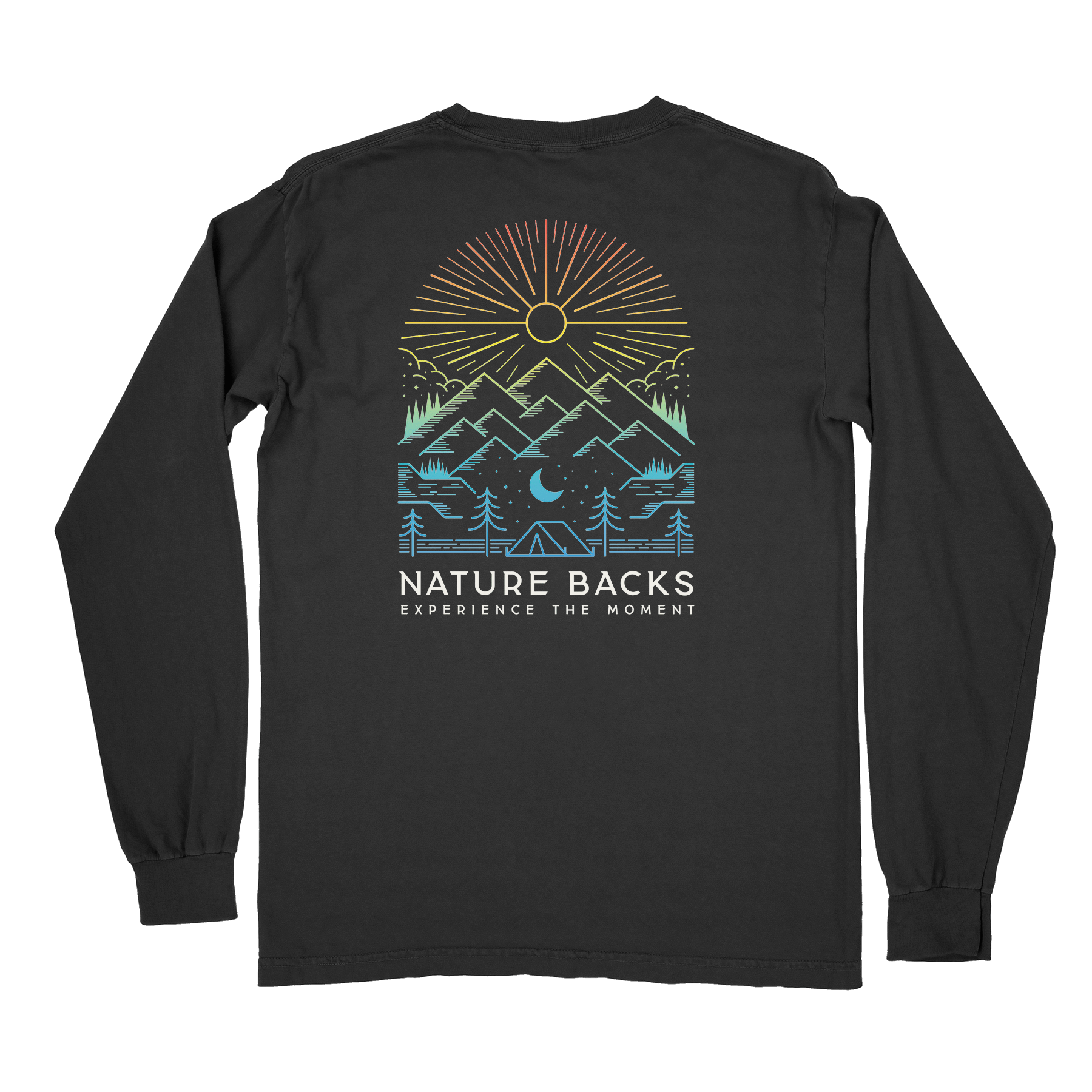 Nature Backs Comfort Colors Daybreak Black Long Sleeve T-Shirt | Nature-Inspired Design on Ultra-Soft Fabric