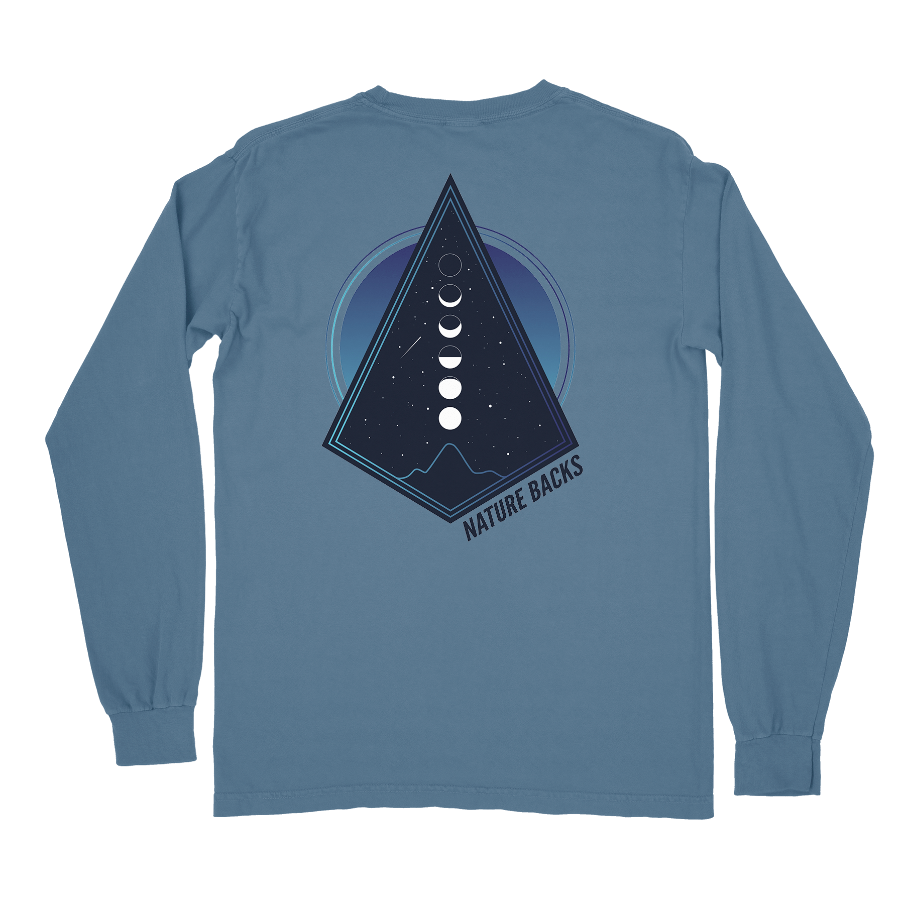 Nature Backs Comfort Colors Moon Phase Fog Long Sleeve T-Shirt | Nature-Inspired Design on Ultra-Soft Fabric