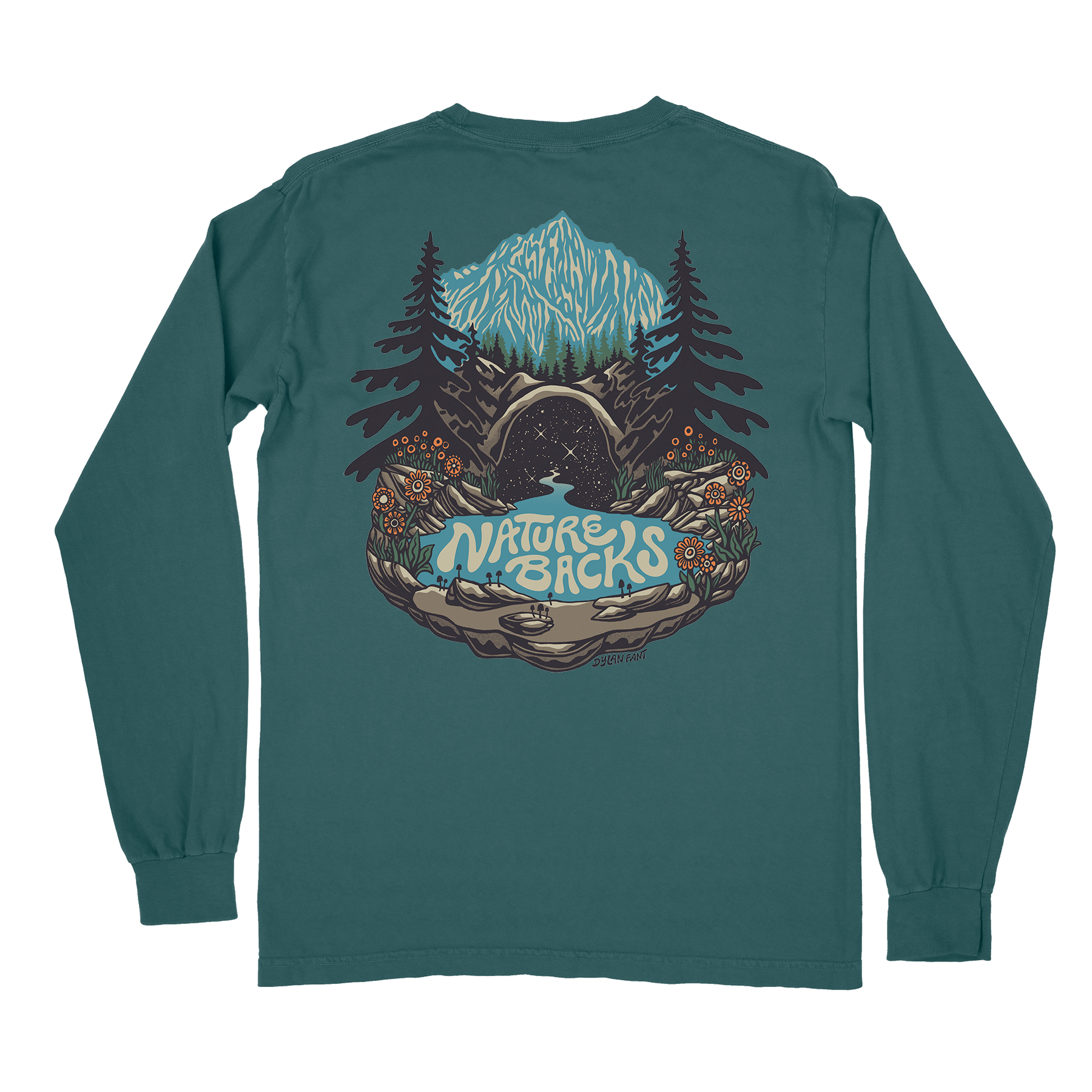 Nature Backs Comfort Colors Mystic Spruce Long Sleeve T-Shirt | Nature-Inspired Design on Ultra-Soft Fabric