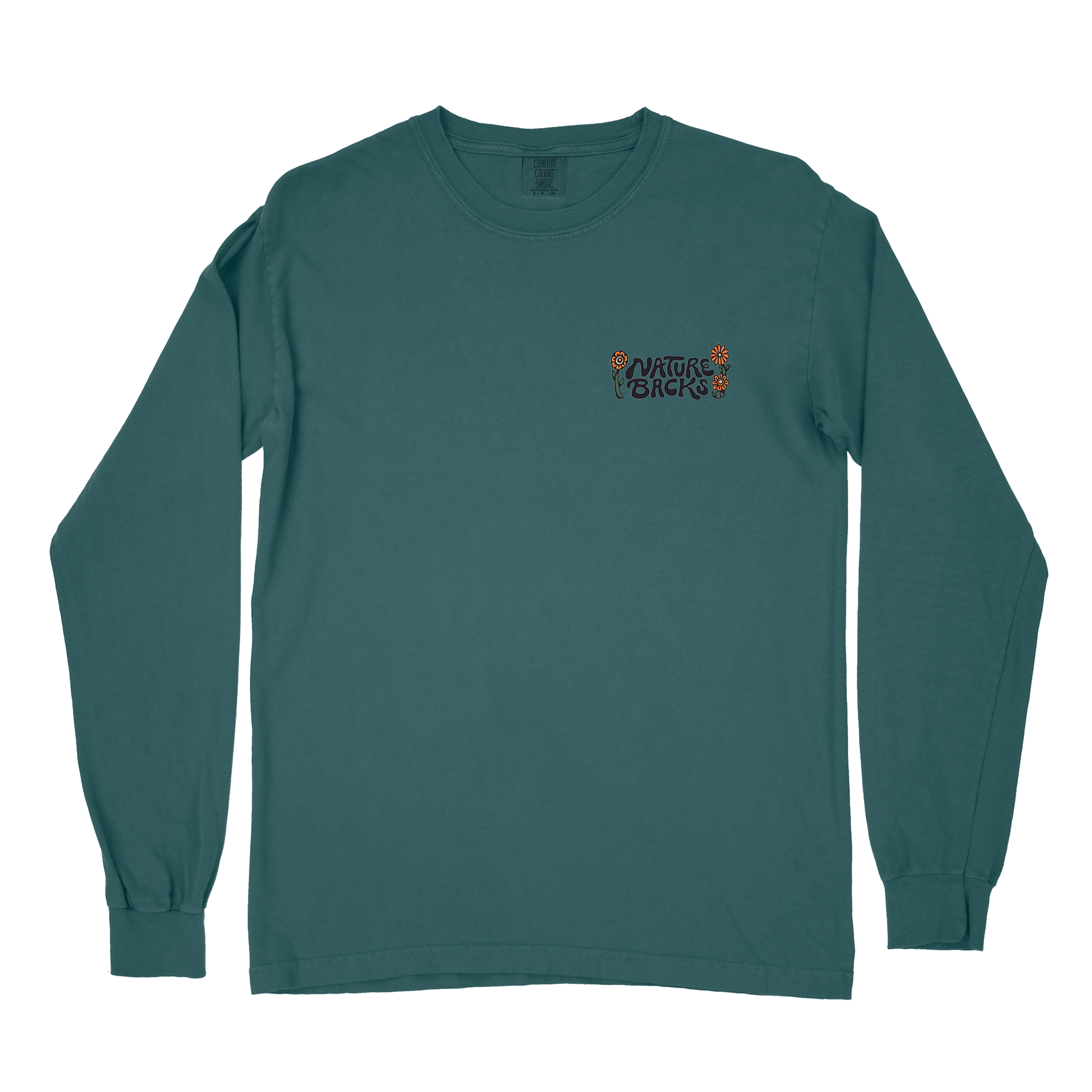 Nature Backs Comfort Colors Mystic Spruce Long Sleeve T-Shirt | Nature-Inspired Design on Ultra-Soft Fabric