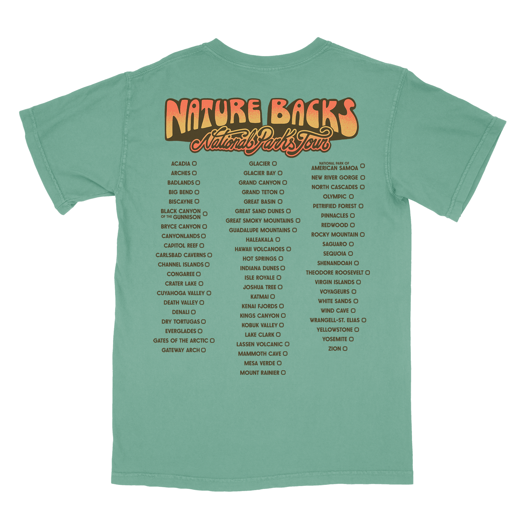 National Parks Tour (Jade) - Front Print