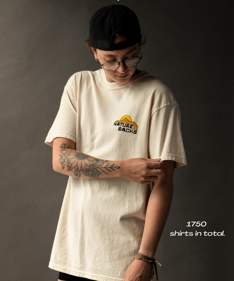 Nature Backs Limited Edition Short Sleeve 100% Organic Cotton T-Shirt | Limited Gradient Ivory Short Sleeve made with Eco-Friendly Fibers Sustainably made in the USA 