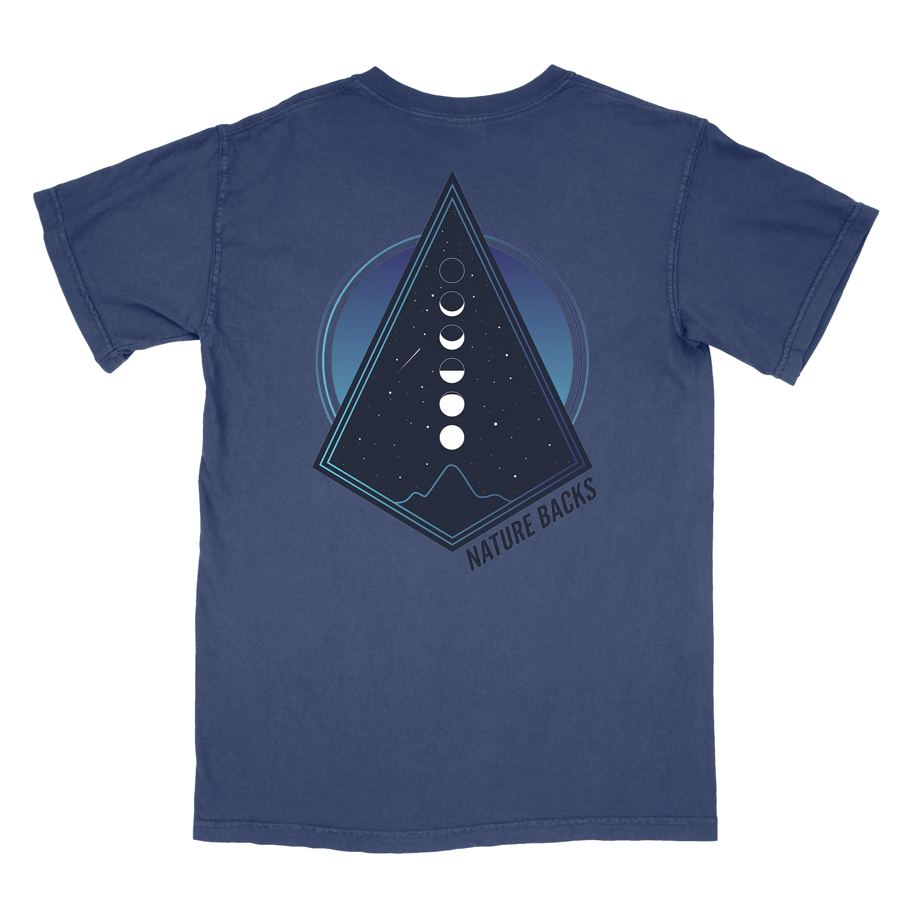 Nature Backs Comfort Colors Moon Phase Navy Short Sleeve T-Shirt | Nature-Inspired Design on Ultra-Soft Fabric