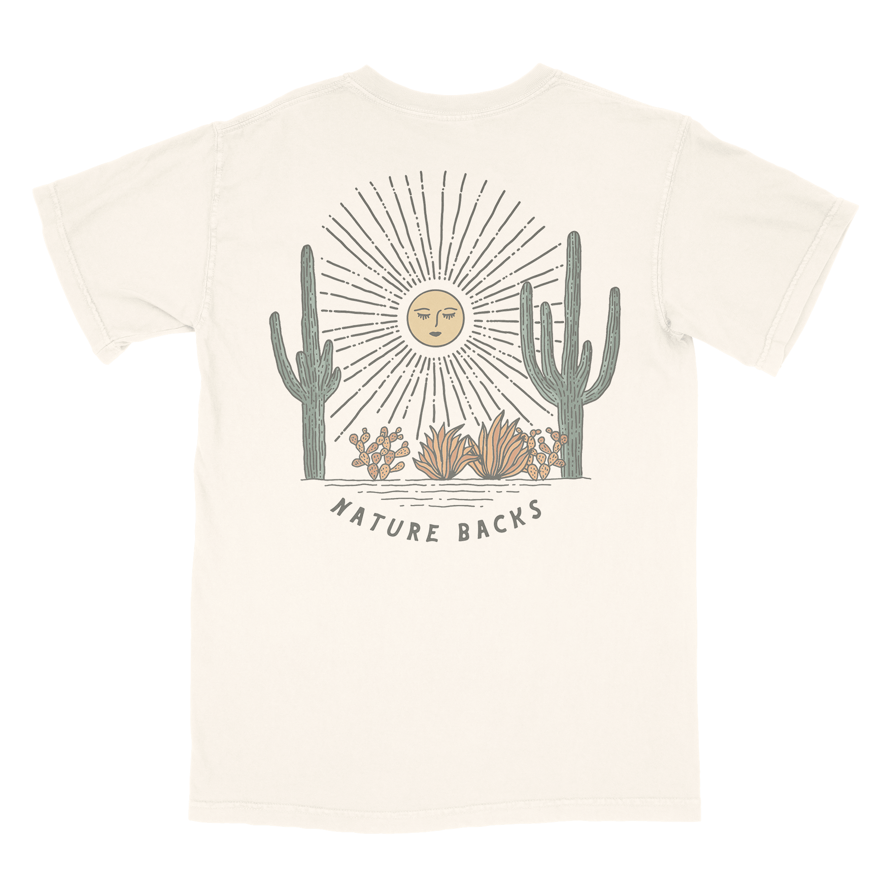 Nature Backs Comfort Colors Saguaro Natural Short Sleeve T-Shirt | Nature-Inspired Design on Ultra-Soft Fabric