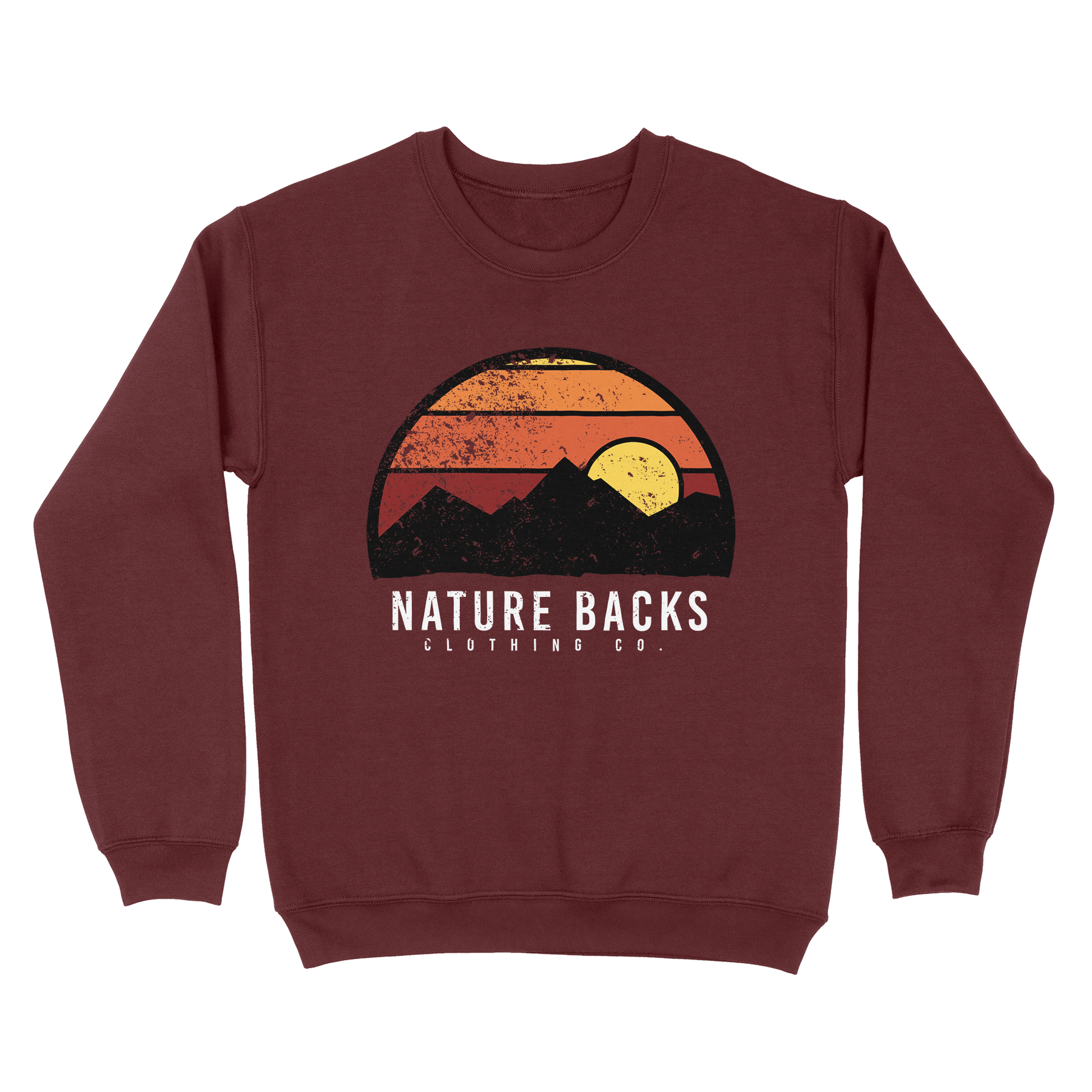 Nature Backs Gildan Dusk Maroon Crewneck | Nature-Inspired Design on Ultra-Soft Fabric