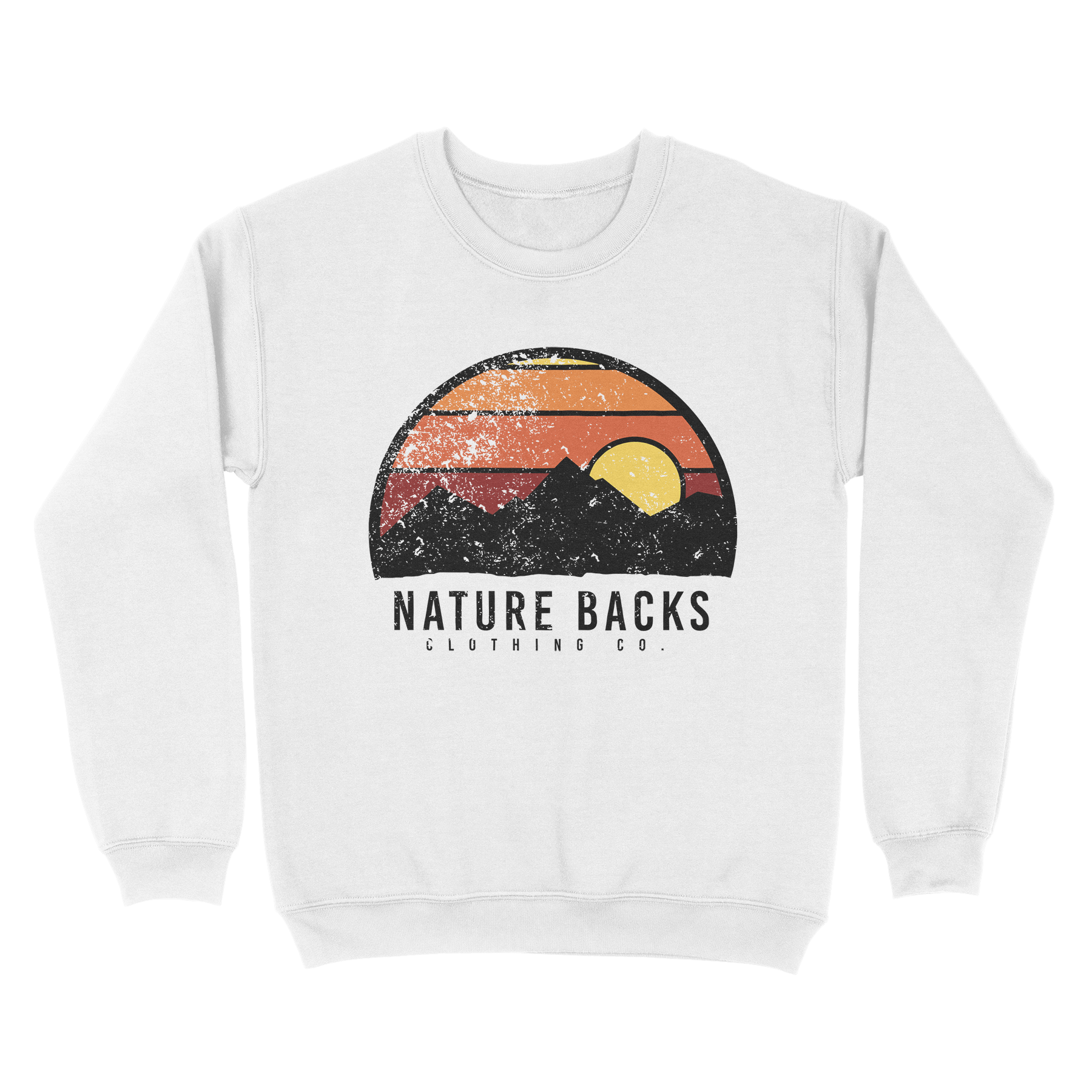 Nature Backs Gildan Dusk White Crewneck | Nature-Inspired Design on Ultra-Soft Fabric