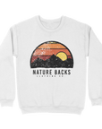 Nature Backs Gildan Dusk White Crewneck | Nature-Inspired Design on Ultra-Soft Fabric