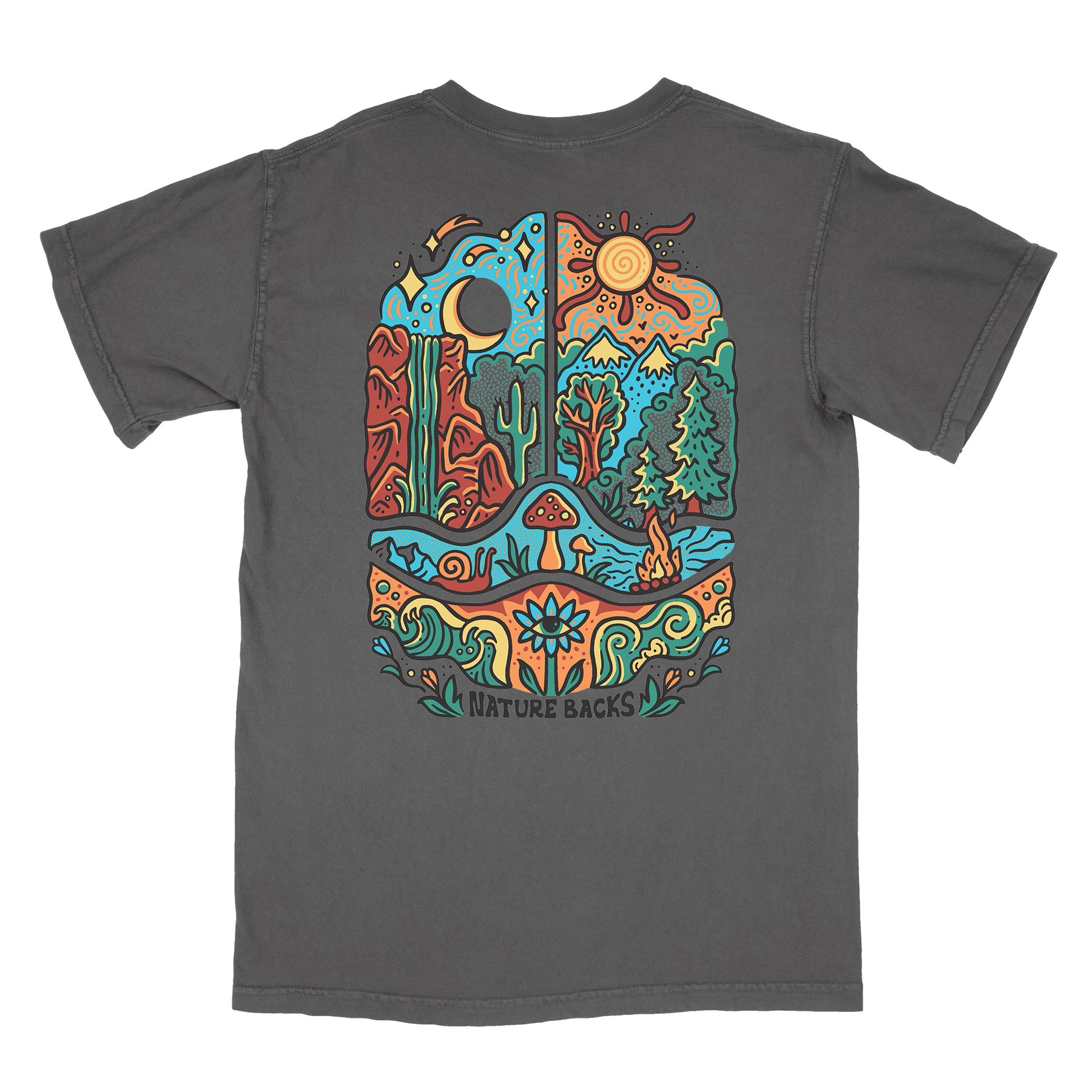 Nature Backs Comfort Colors Enchanted Charcoal Short Sleeve T-Shirt | Nature-Inspired Design on Ultra-Soft Fabric