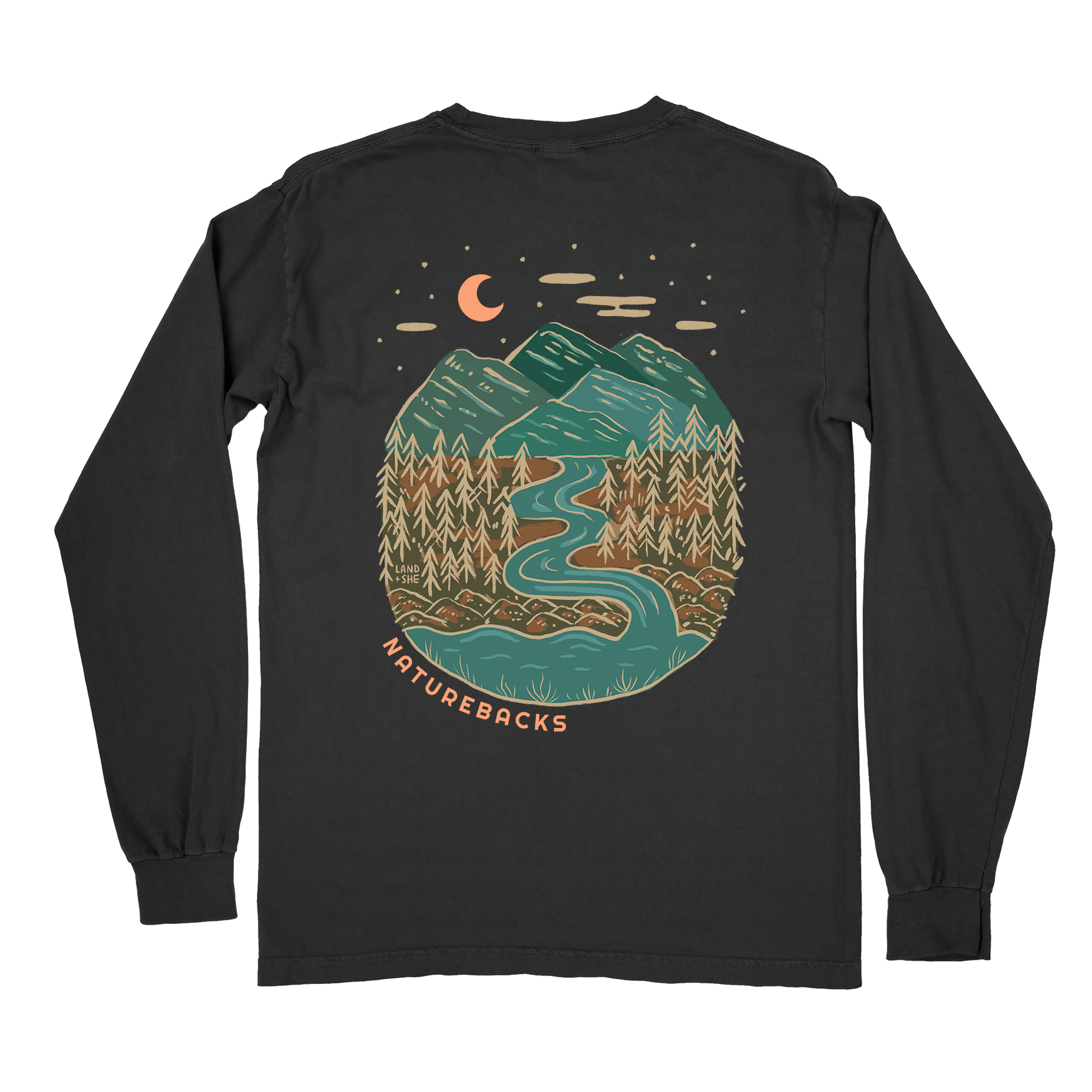 Nature Backs Comfort Colors Evergreen Black Long Sleeve T-Shirt | Nature-Inspired Design on Ultra-Soft Fabric