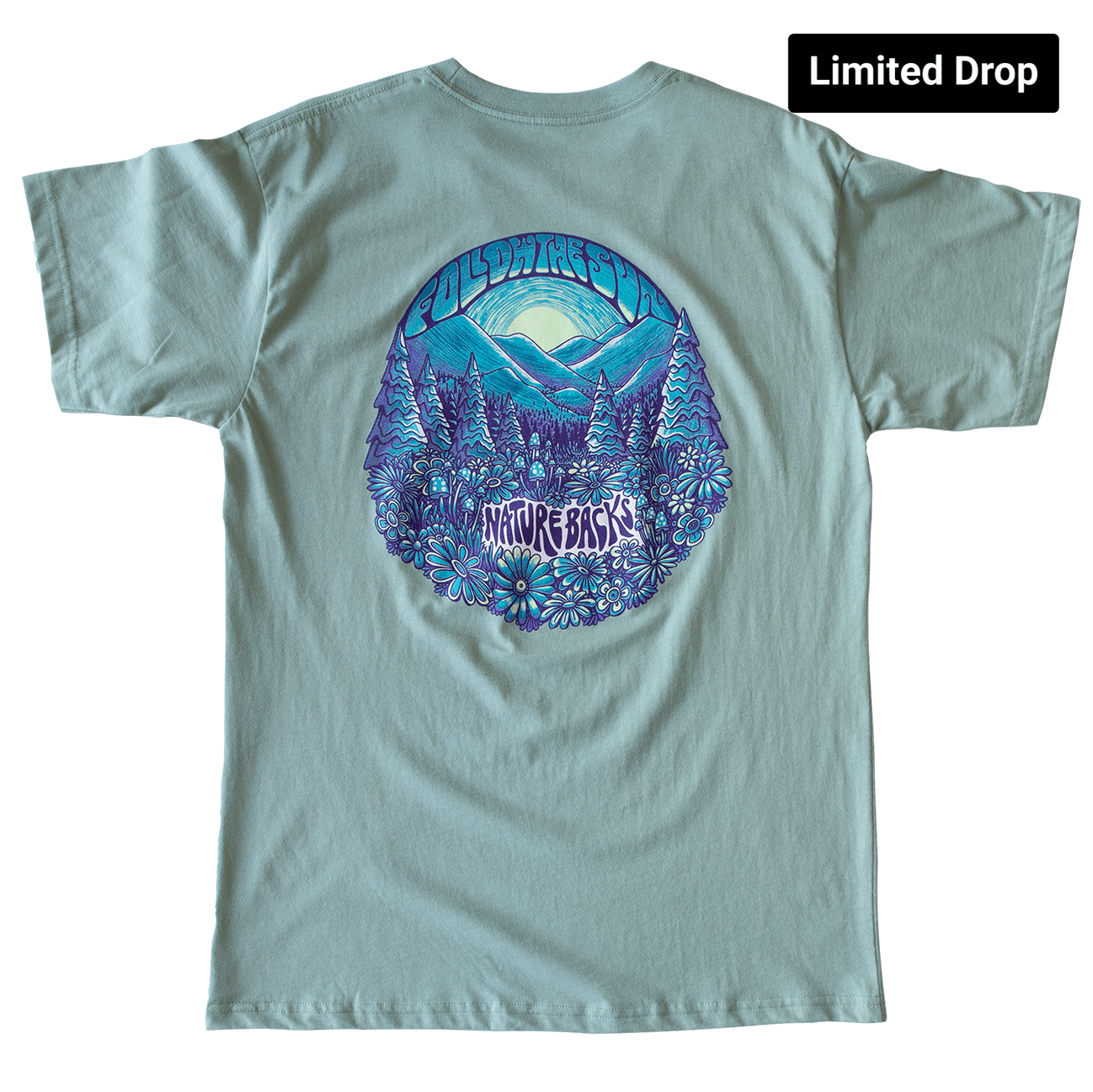 Nature Backs Limited Edition Short Sleeve 100% Organic Cotton T-Shirt | Limited Follow the Sun Bay Short Sleeve made with Eco-Friendly Fibers Sustainably made in the USA 