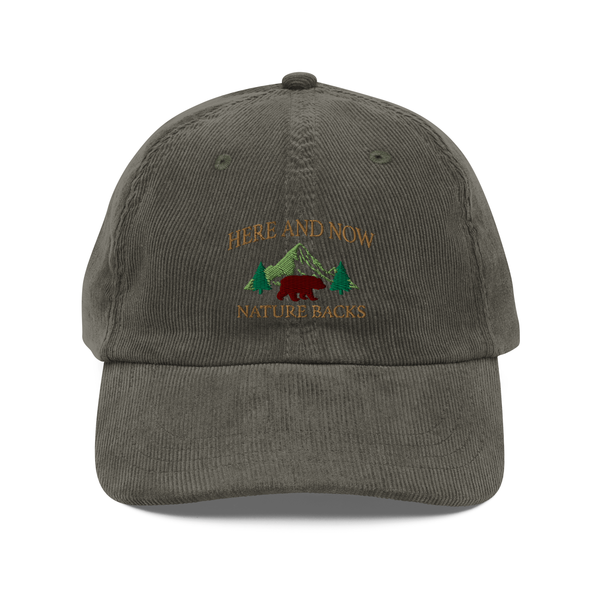 Here and Now Embroidered Corduroy Cap