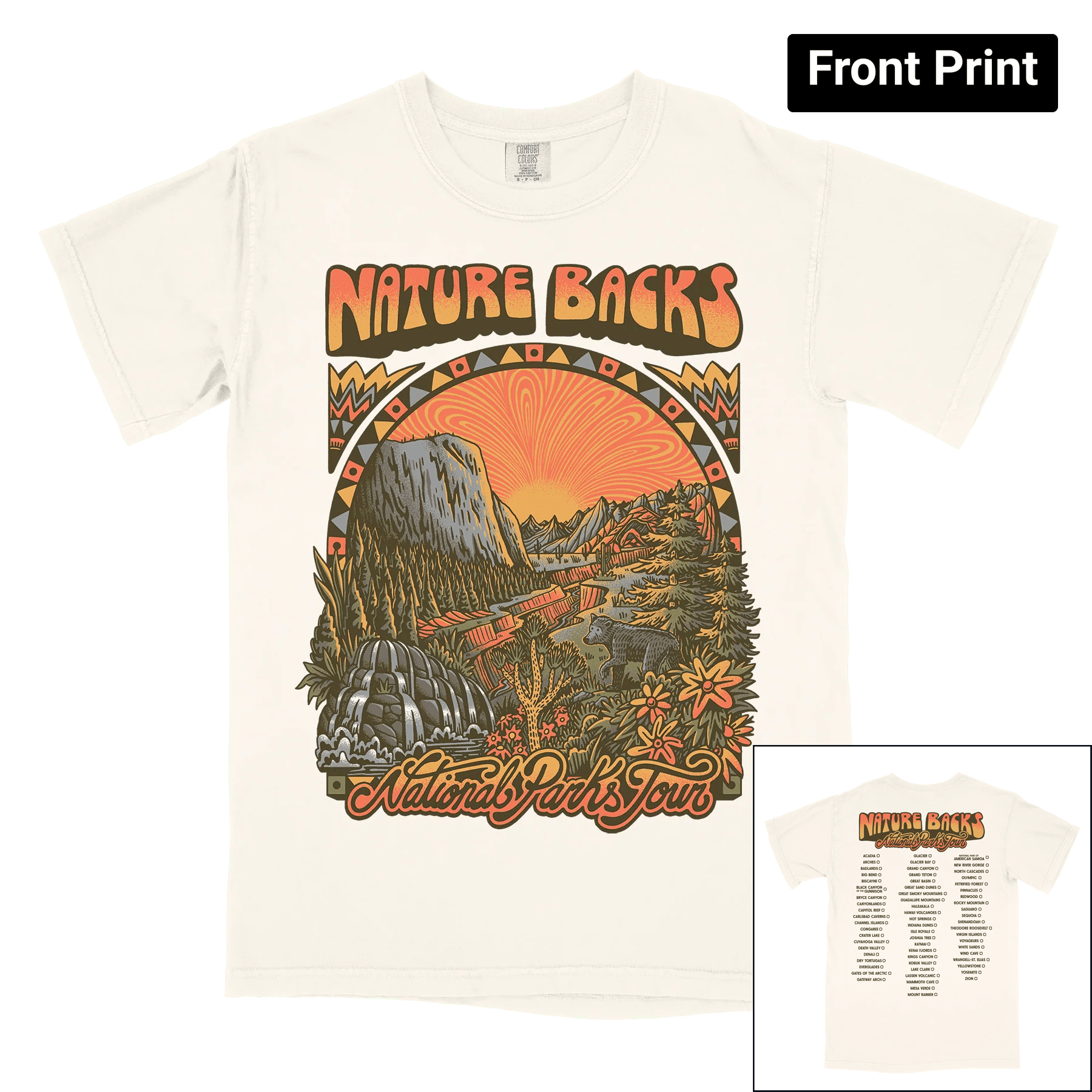 National Parks Tour (Natural) - Front Print